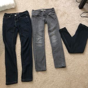 Two pairs of jeans, one pair of leggings